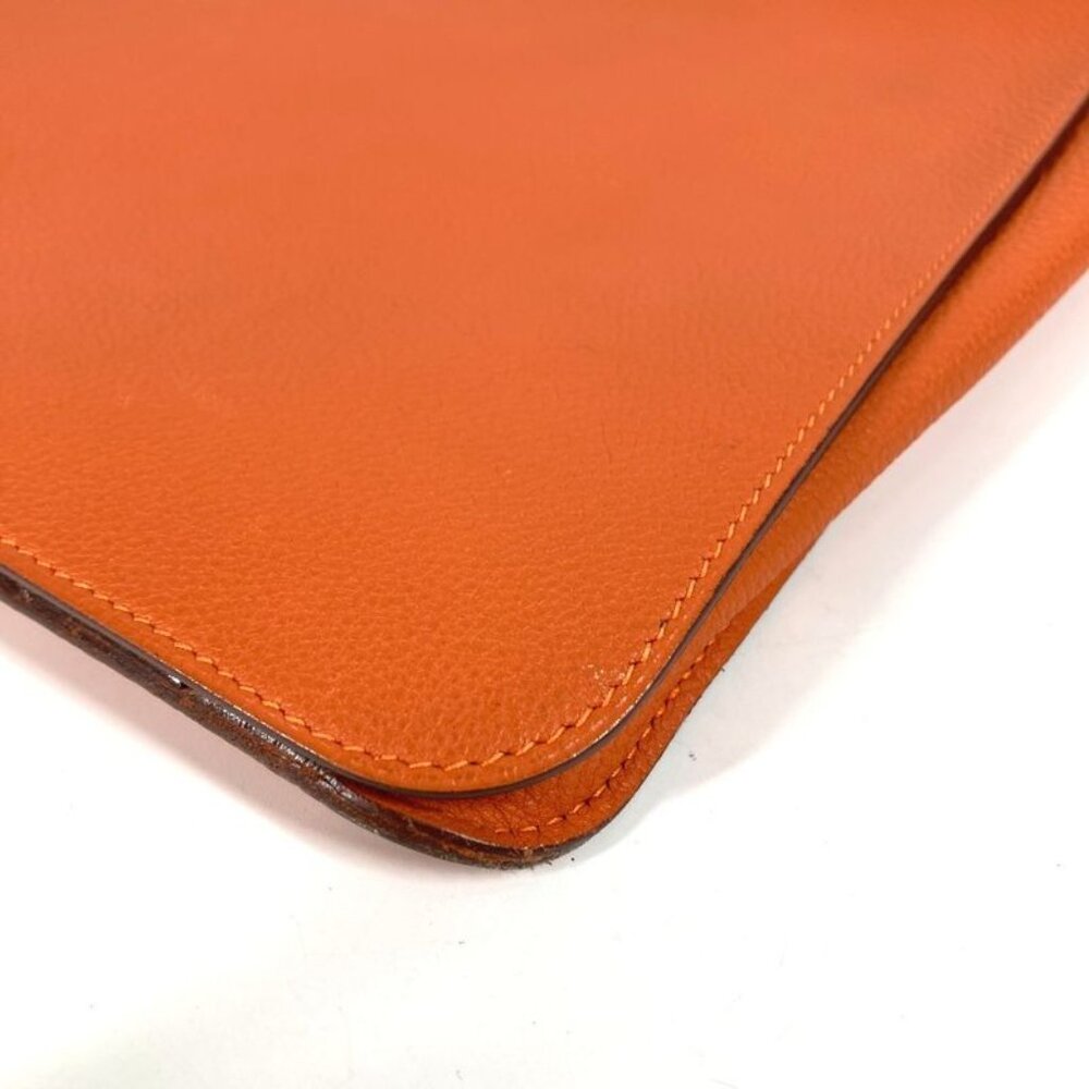 Hermes Clutch Bag Dogon Meeting Taurillon Clemence Orange - Picture 6 of 9